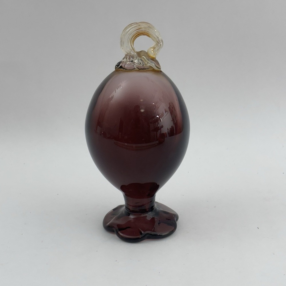 Hand Blown Art Glass Hanging Hummingbird Feeder Purple Amethyst Unique